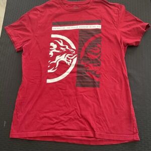 Express Shirt Womens Large Red Lion Graphic Tee Tagless Cotton Casual Streetwear